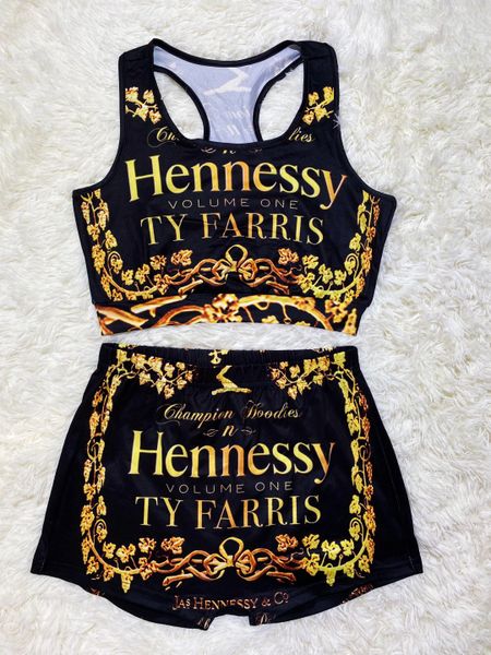 D298 Black Hennessy Racerback Top and Short Set