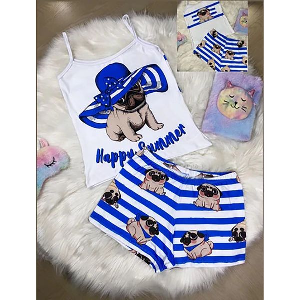 5T12 Happy Summer Two Piece Short Pajama Set