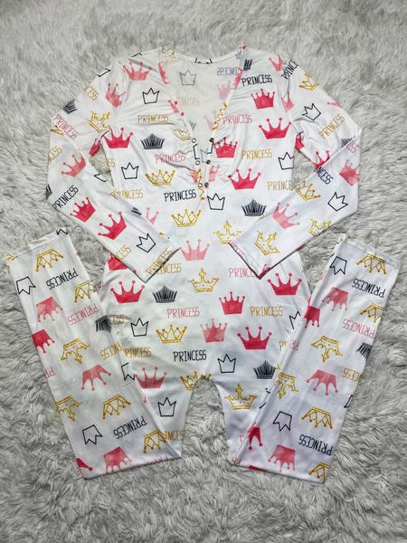 D474 Princess Printed Long Adult Onesie