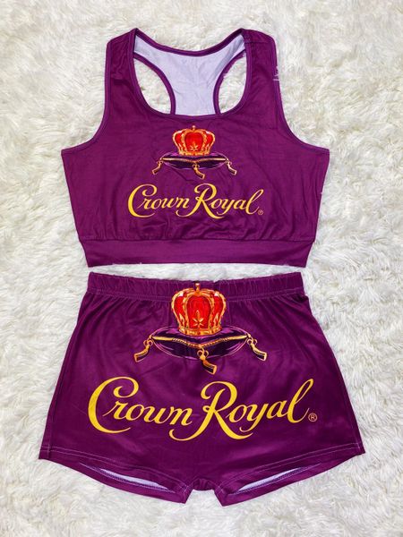 D989 Purple Crown Royal Inspired Racerback Top and Short Set