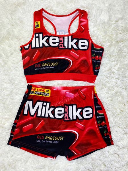 D986 Bright Red Mike and Ike Racerback Lounge Set