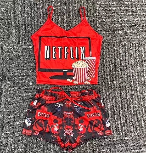5T37 Netflix and Chill Two Piece Pajama Set