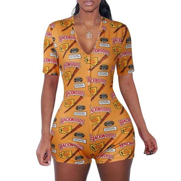 9025-23 Gold/Orange Backwoods Printed Adult Onesie Pajama