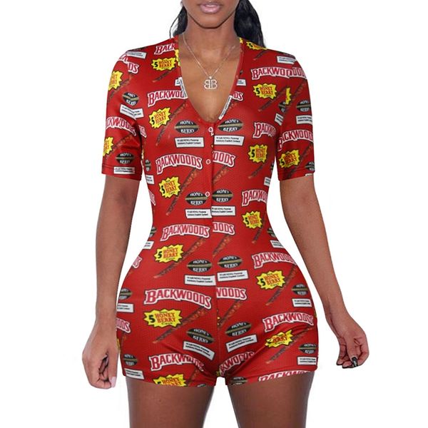 9025-24 Red Backwoods Printed Adult Onesie Pajama