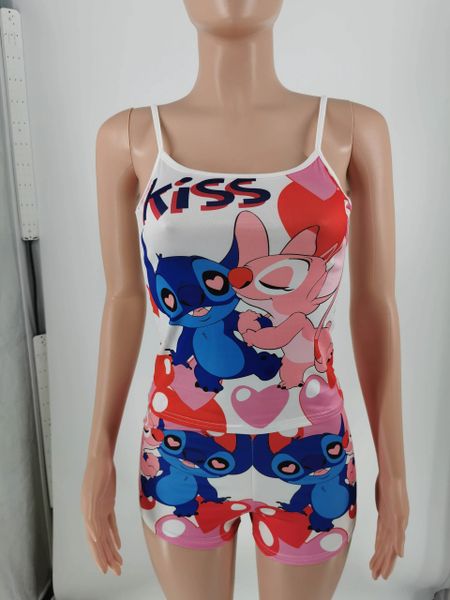 9T01 Stitch Kiss Two Piece Pajama Set