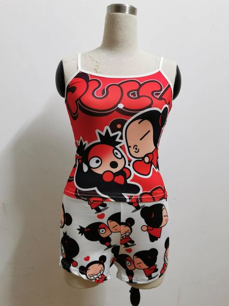 9T20 Red Black Cartoon Inspired Two Piece Pajama Set