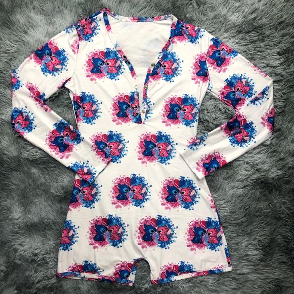 T101 Stitch and Angel Inspired Women One Piece Long Sleeve Pajama