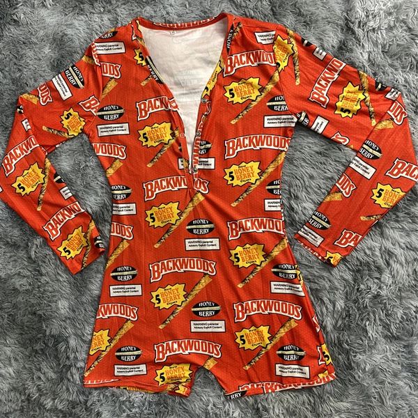 T008 Red Backwoods Inspired Women One Piece Long Sleeve Pajama