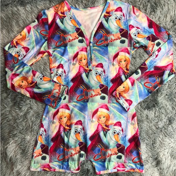 T132 Olaf Inspired Women One Piece Long Sleeve Pajama