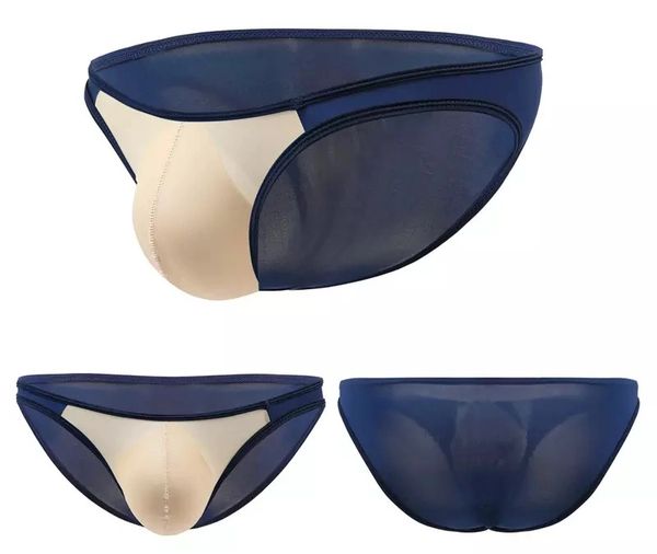 MD311 Nude-Navy Silk Low Waist Men Briefs