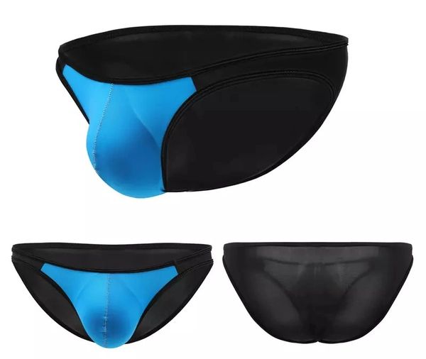 MD053 Blue-Black Silk Low Waist Men Briefs