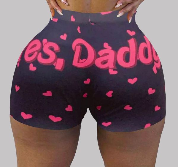 B157 Yes Daddy Printed Booty Shorts