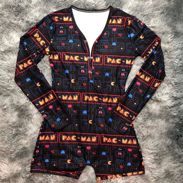F225 Pac-Man Design Adult One Piece Pajama