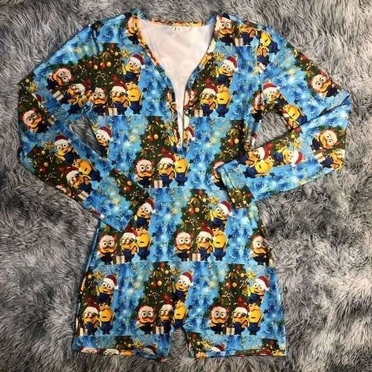 E936 A Minions Christmas Design Adult One Piece Pajama