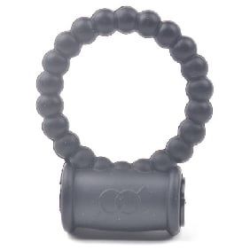 RF08 Beaded Black Silicone Vibrating Cock Ring