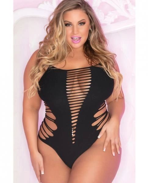 PL19 Black Slice & Dice Seamless Bodysuit 1X/2X