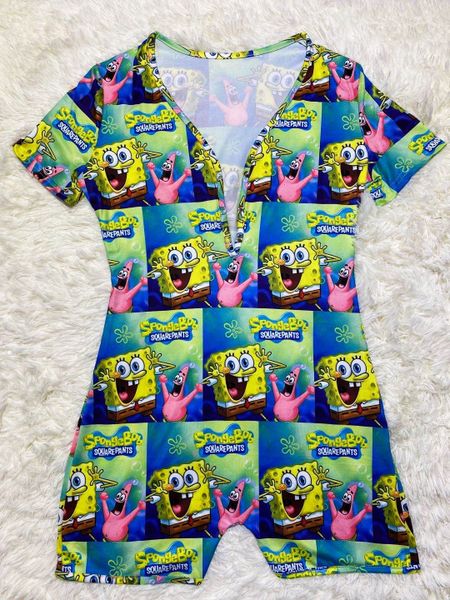 V72 Sponge Character Printed Short Sleeve Pajama