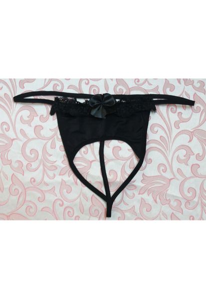 L657 Black Sexy Crotchless French Maid G-String