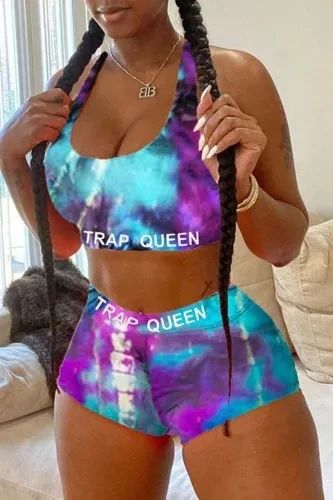 M277 Tie Dye Purple Two Piece Loungewear