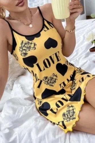 MS498 Yellow Love Printed Chemise