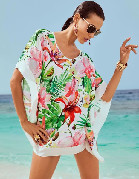 CK91 Multi Color Floral Beach Cover Up O/S