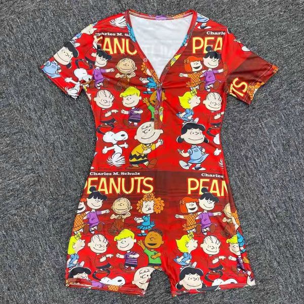 E519 Red Character Printed Short Sleeve Pajama