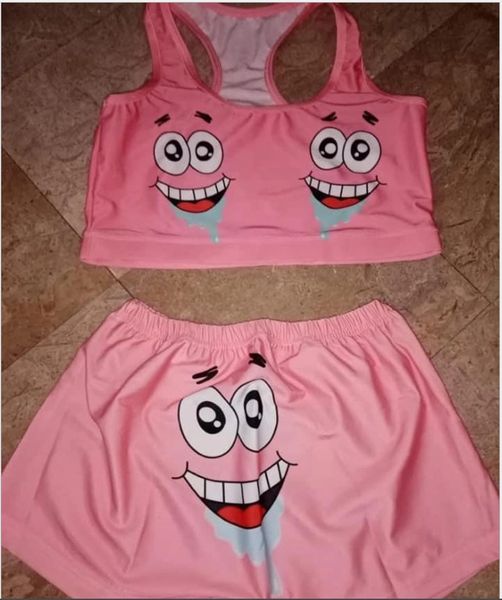 KE95 Pink Fun Face Racerback Top Lounge/Pajama Set