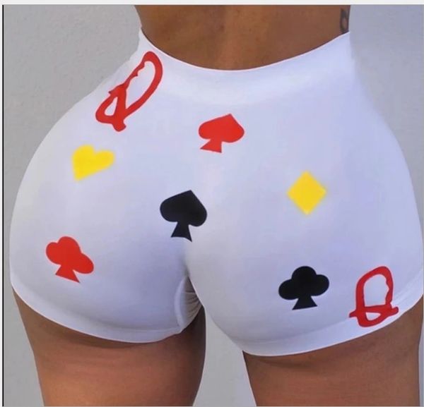 BK34 White "Q" Playing Card Inspired Booty Shorts