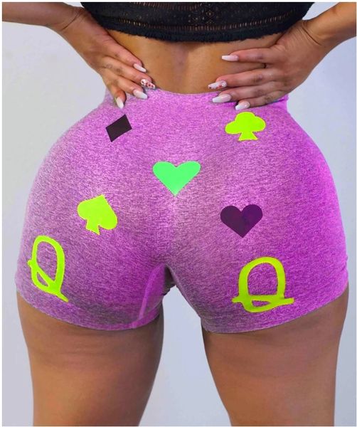 BK33 Purple "Q" Playing Card Inspired Booty Shorts