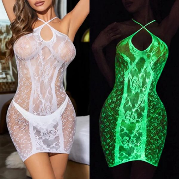 LU411 Luminous Fishnet Center Pattern Chemise O/S