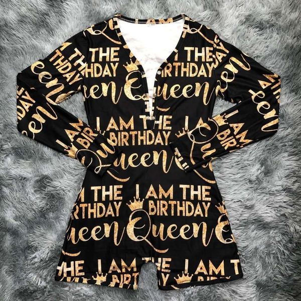 T136 The Birthday Queen One Piece Long Sleeve Pajama