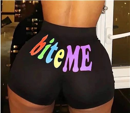 BK27 Black Bite Me Printed Booty Shorts