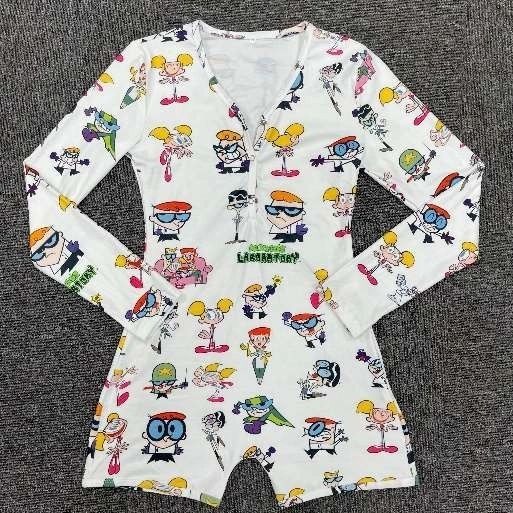 E874 Cartoon Inspired Women One Piece Long Sleeve Pajama