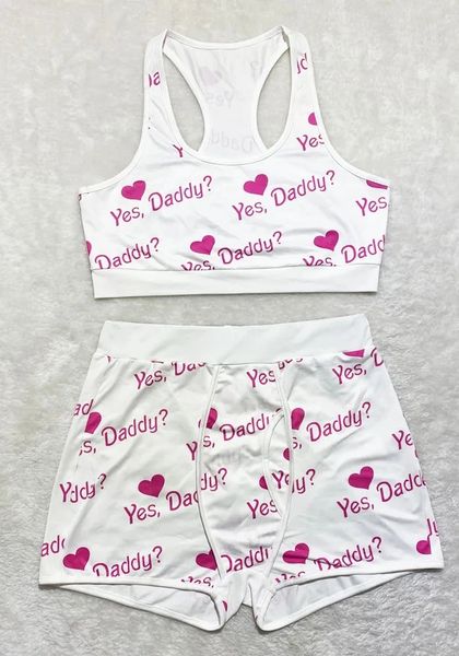 D367 White Yes Daddy Racerback Men Boxer Design Bottom