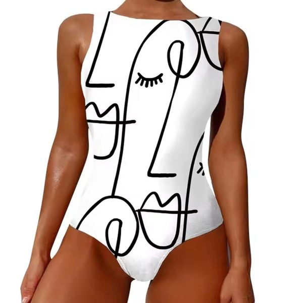 SH268 White Printed One-Piece Swimsuit