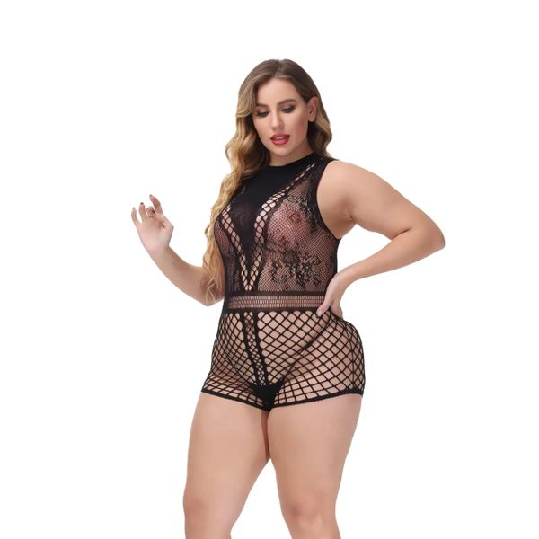 QY904 Black Fishnet Bodysuit Teddy