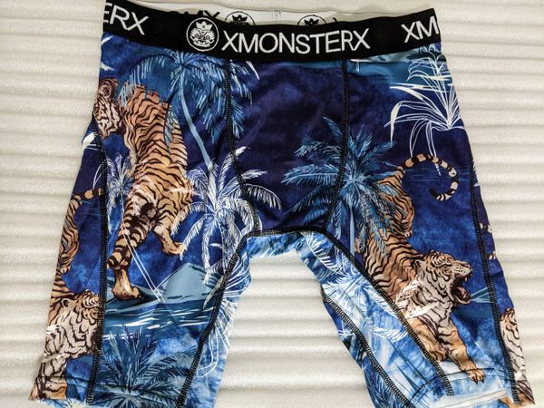 XM33 Blue Palm Trees with Tiger Print Men Boxer