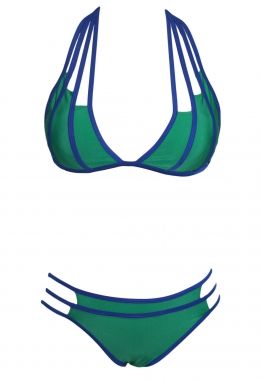 4120 Green Strappy Cut-out Halter Neck Bikini