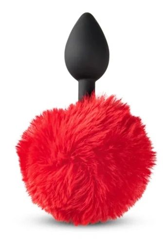 WB65 Black Silicone Butt Plug Puff Tail
