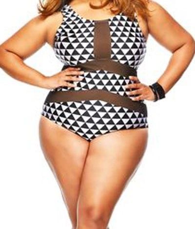 41429 PS Black/White Mesh Insert Swimsuit