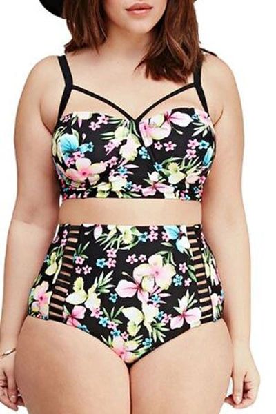 4186X Boho Tropical High Waist Swimsuit