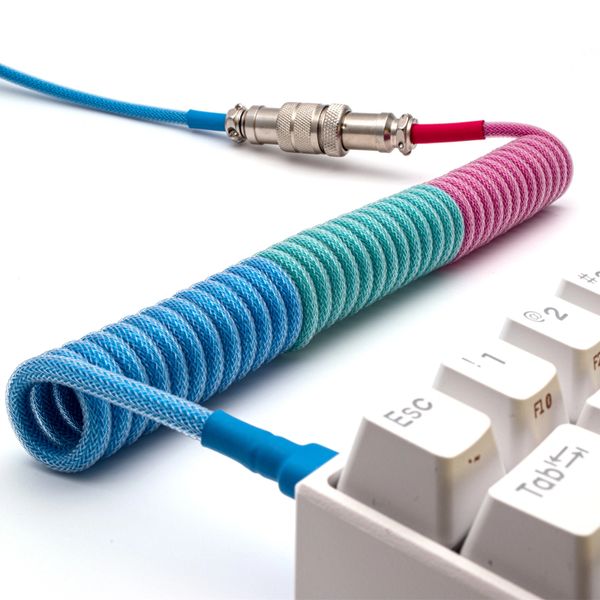 Custom Coiled Type C Cable Split For Ducky One 2 Mini Frozen Llama Keyboard Gx16