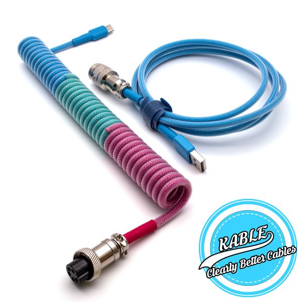 Custom Coiled Type C Cable Split For Ducky One 2 Mini Frozen Llama Keyboard Gx16