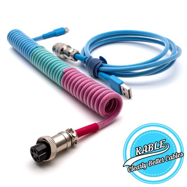 Custom Coiled Type C Cable Split For Ducky One 2 Mini Frozen Llama Keyboard Gx16