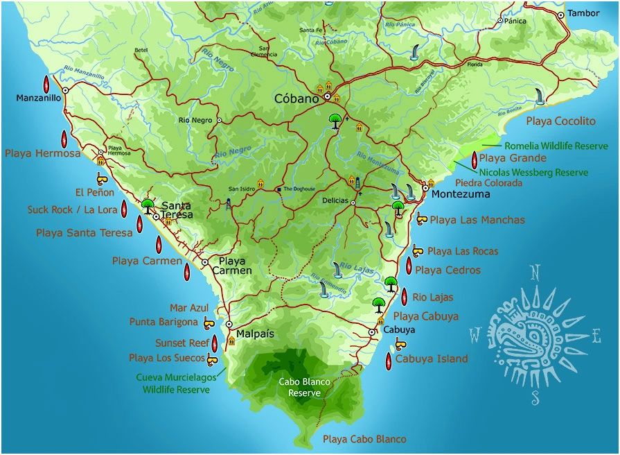 Costa Rica Sport Fishing Map - When and Where to Fish