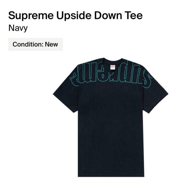 Supreme Upside Down Tee - Navy - Medium (New)(FW22T63)