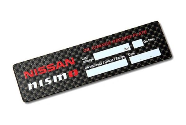 Nismo Nissan Carbon Oil Change Info Plate