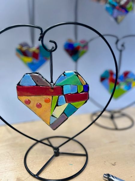 Stained Glass Heart Turquoise, Stained Glass Suncatcher, Heart