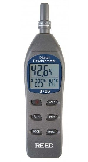 REED 8706 Digital Psychrometer / Thermo-Hygrometer, Wet Bulb, Dew Point, Temperature, Humidity