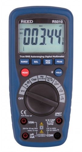 REED R5010 WATERPROOF TRMS AC/DC MULTIMETER WITH TEMPERATURE, 1000V AC/DC (ST-9919)
